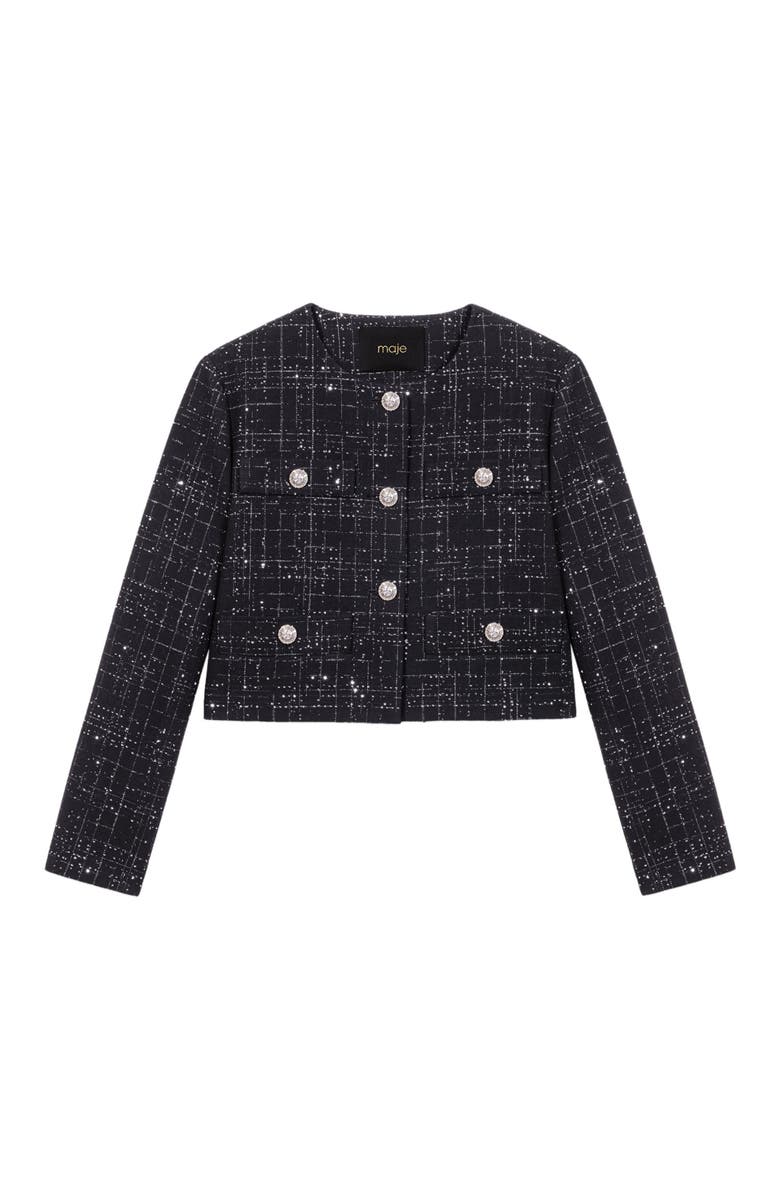 maje Short tweed jacket, Alternate, color, 