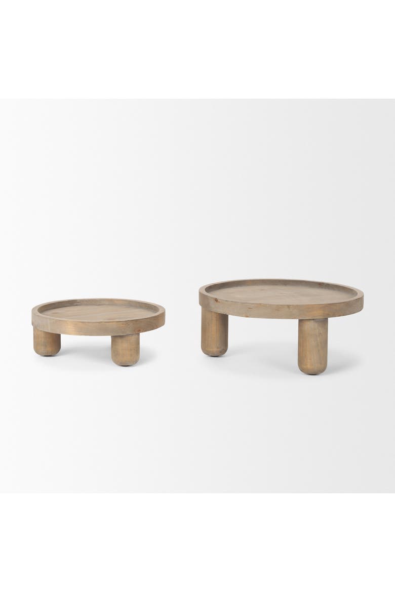 Virve Round Wood Wooden Trays, Alternate, color, Gray
