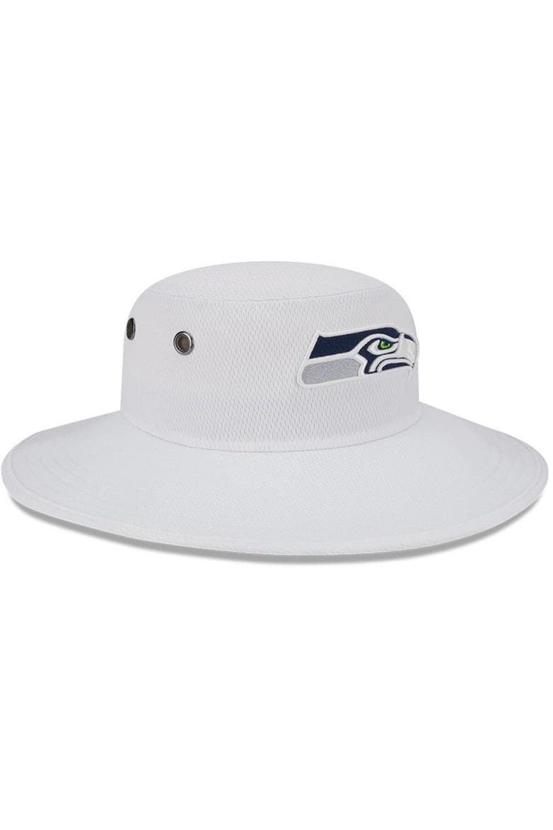 Men's New Era White Seattle Seahawks 2023 NFL Training Camp Panama Bucket Hat, Alternate, color, White