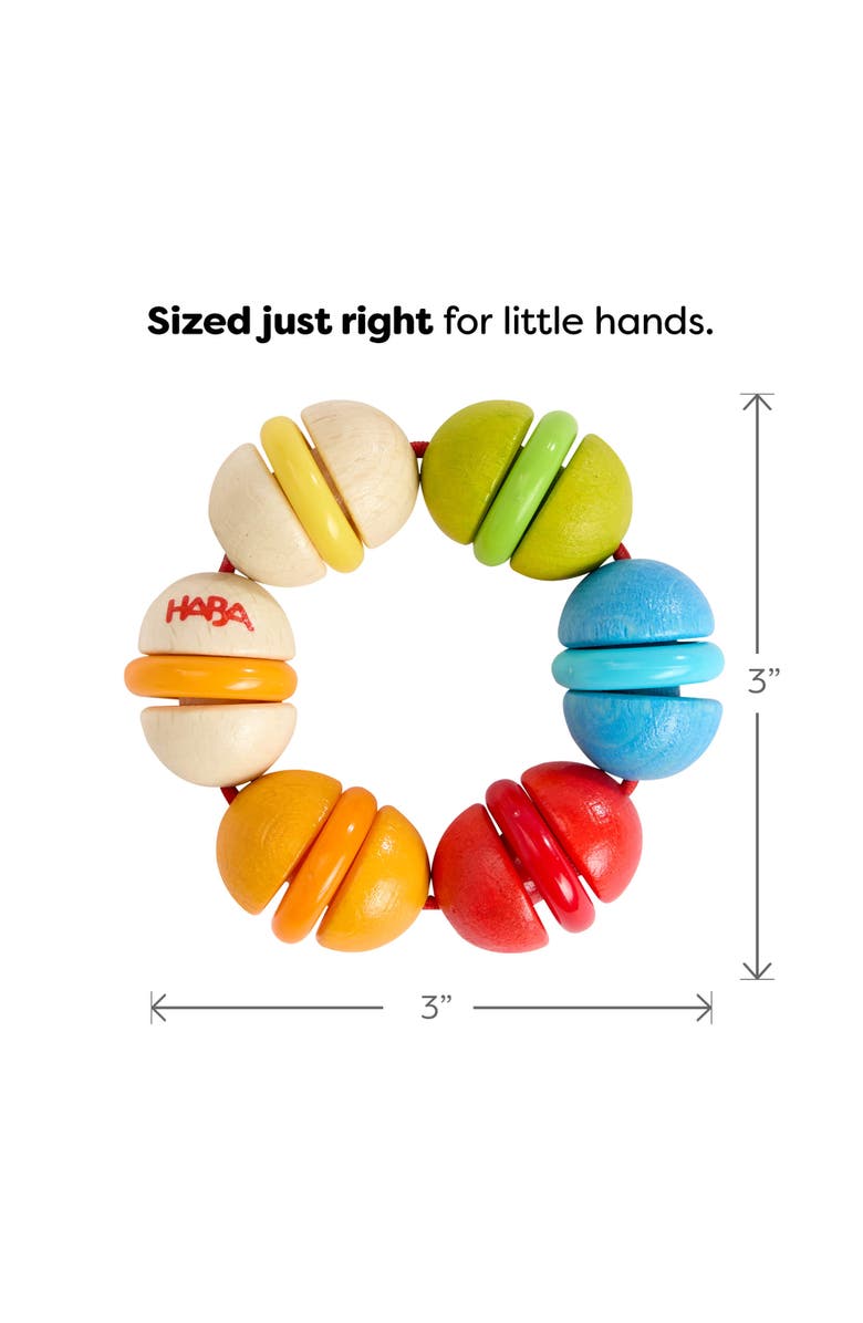 HABA Rainbow Rattle Baby Grasping Toy and Teether, Alternate, color, Multi