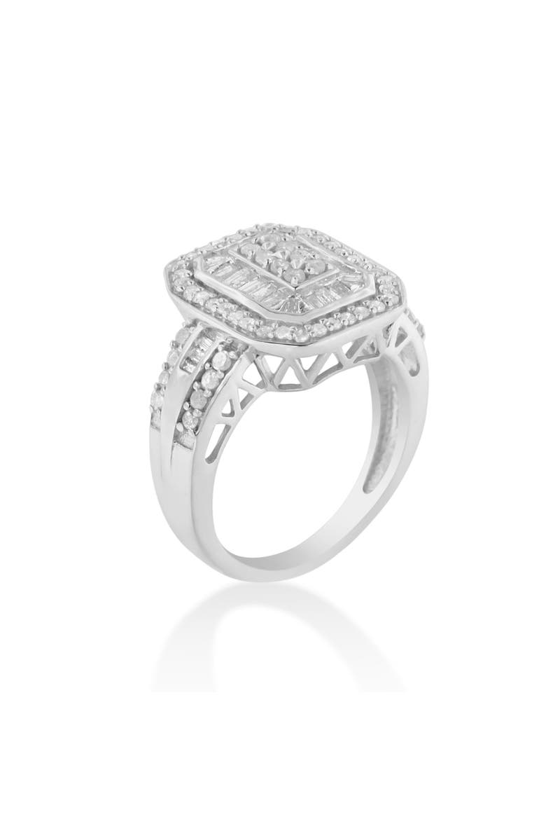 Haus of Brilliance Silver 1.0 Cttw Diamond Elongated Octagon Shaped Cocktail Ring, Alternate, color, Silver