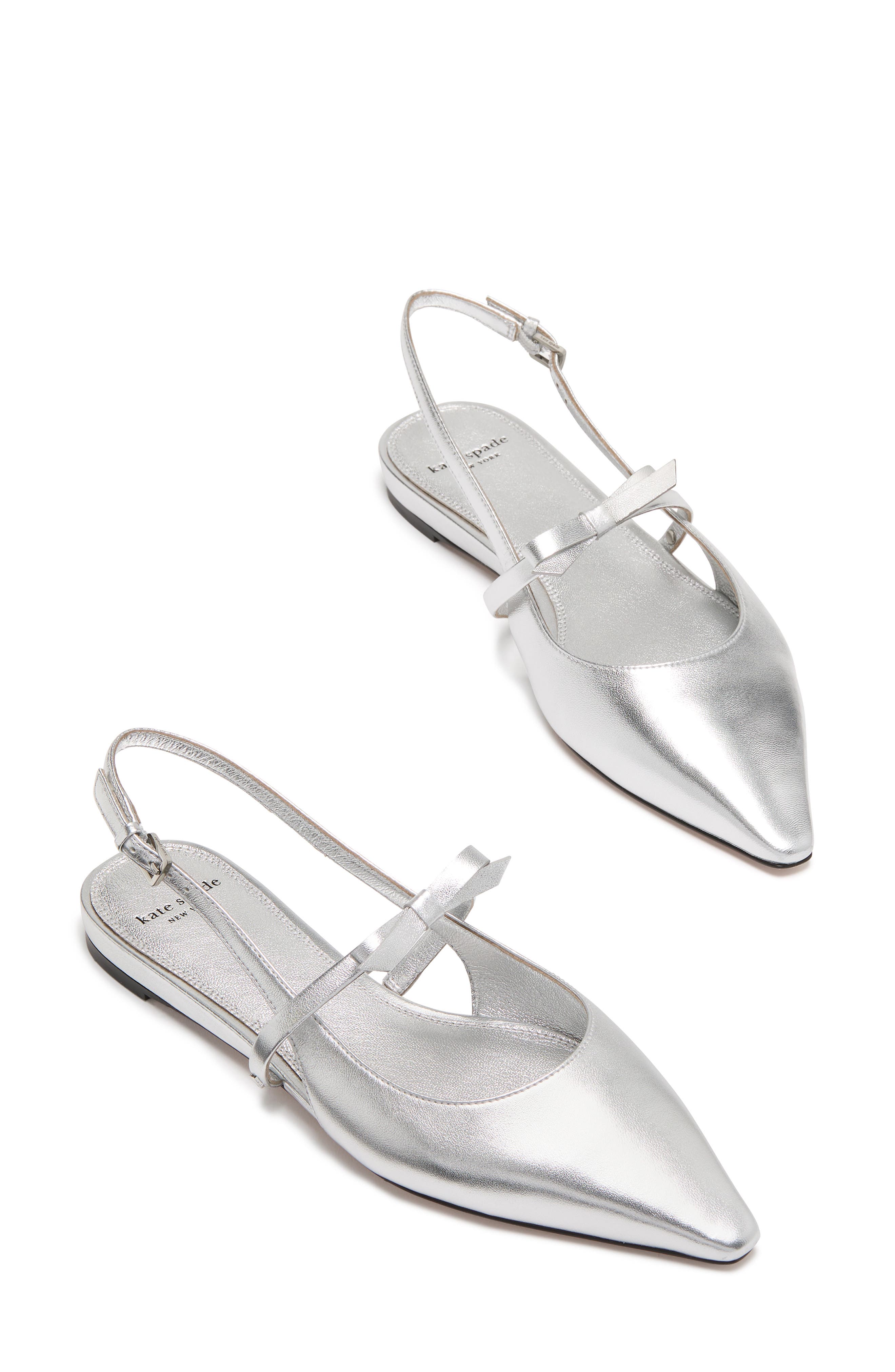 carolina slingback pointed toe mary jane flat, Alternate, color, SILVER
