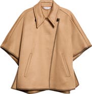 Max Mara Leather Trim Cashmere Cape