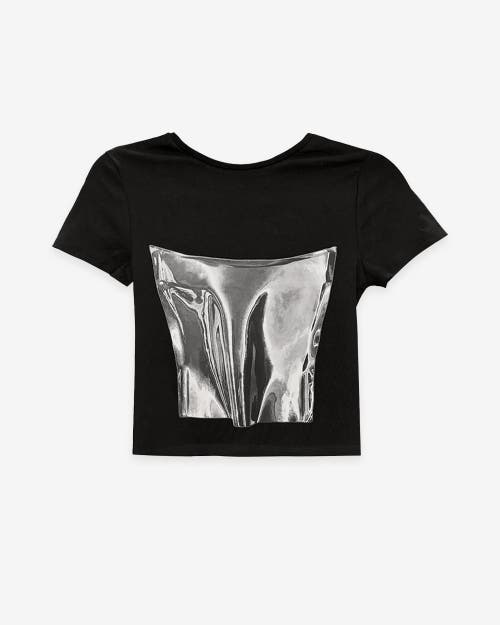 Kate Barton Printed Corset Baby Tee In Black