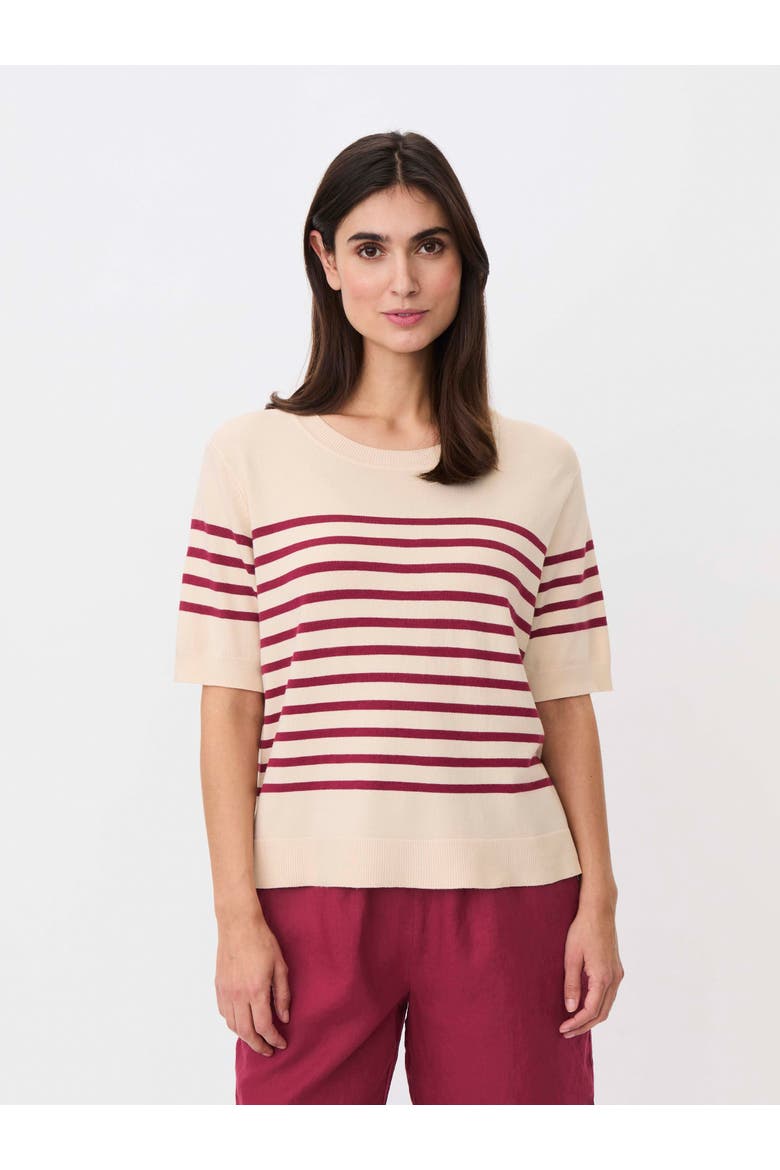 Maflorayne Striped Shot Sleeve Knit Top, Main, color, Beet Red