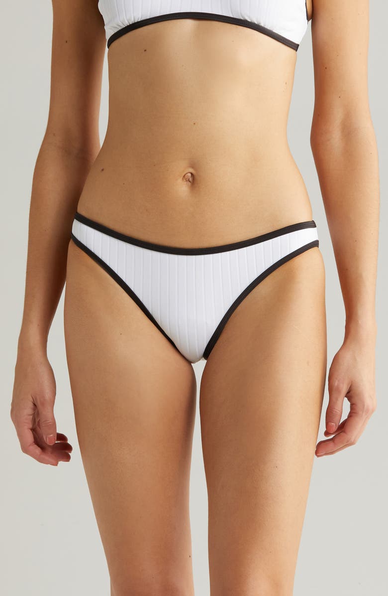 Solid & Striped The Rachel Contrast Rib Bikini Bottoms, Main, color, Marshmallow
