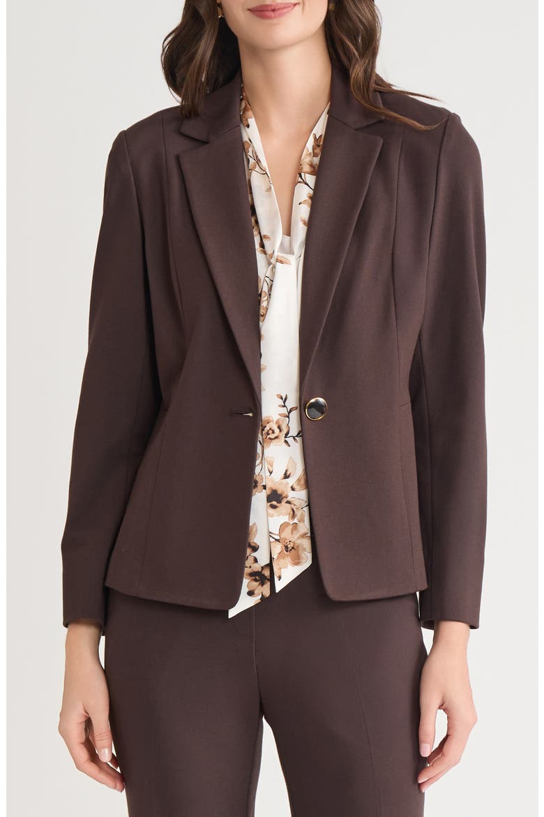 One-Button Seamed Waist Blazer, Main, color, RICH CHOCOLATE