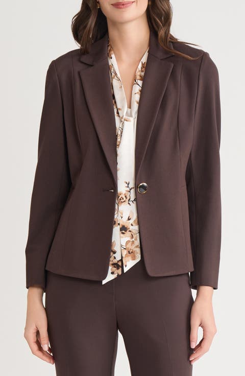 One-Button Seamed Waist Blazer (Regular & Petite)