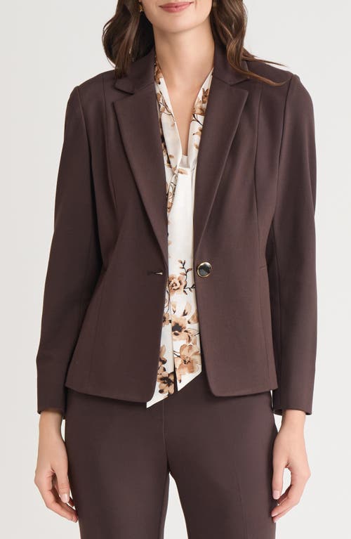 Kasper Plus Size Notched Collar One-button Blazer In Brown
