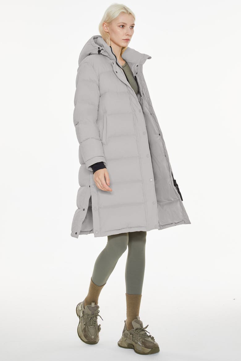 Puff-O® Mid-Length Down Puffer Jacket, Alternate, color, Gray