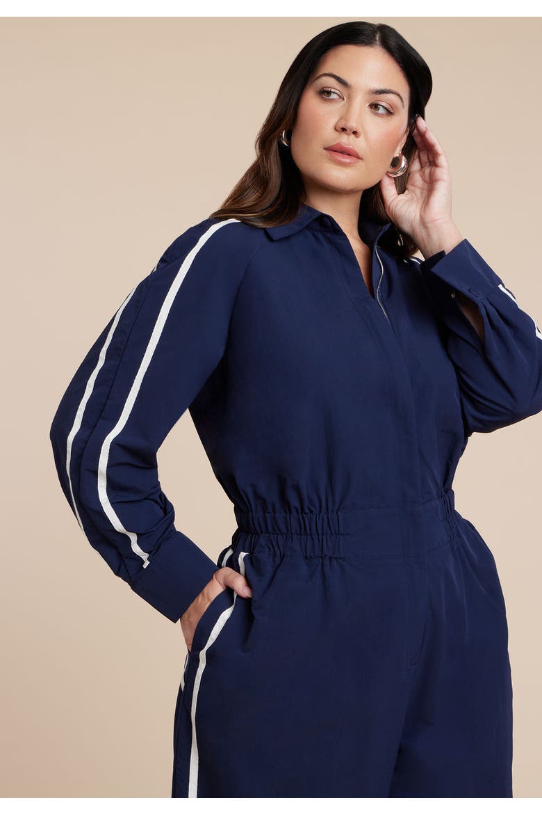 Track Detail Jumpsuit, Alternate, color, MARITIME BLUE