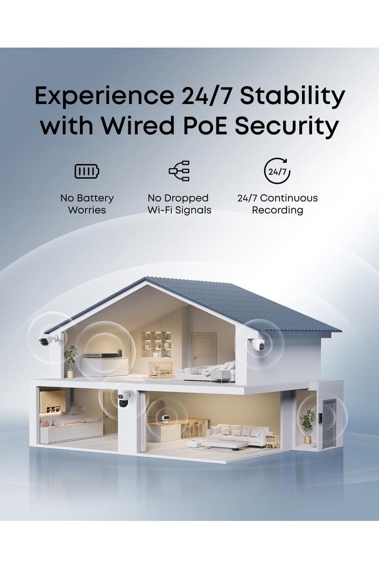 Security PoE NVR System E41, 4-Cam, 2TB HDD, Alternate, color, White