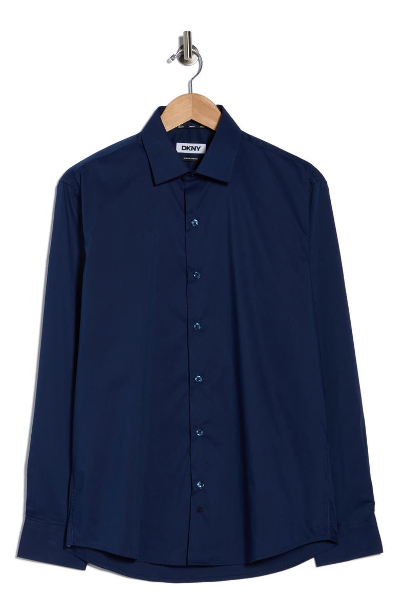 DKNY Navy Solid Stretch Dress Shirt, Alternate, color, Dkny Navy