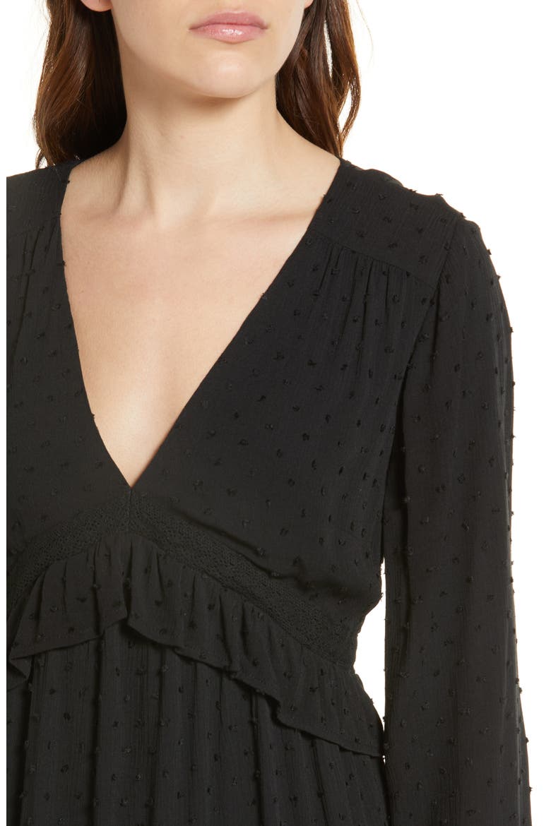 Odelise Clip Dot Long Sleeve Dress, Alternate, color, BLACK
