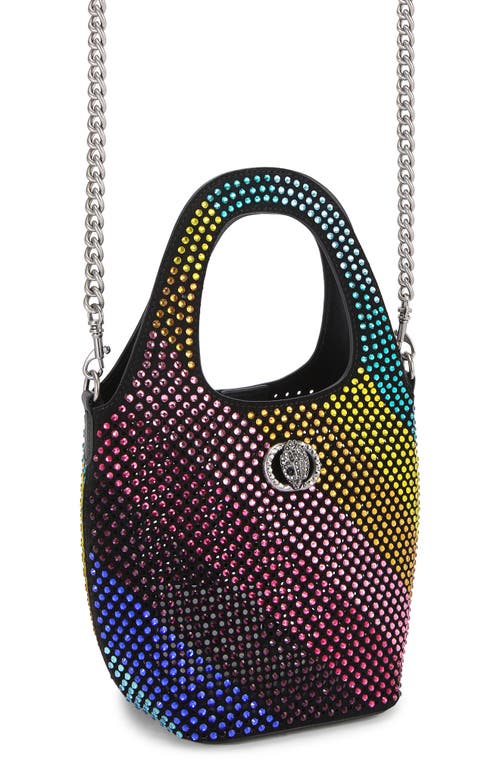 Kurt Geiger London Small Chelsea Crystal Leather Hobo Bag In Charcoal