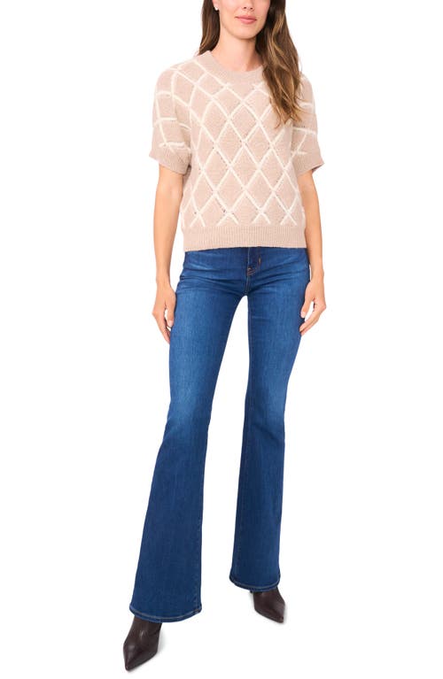 Halogenr Halogen(r) Short Sleeve Diamond Stitch Sweater