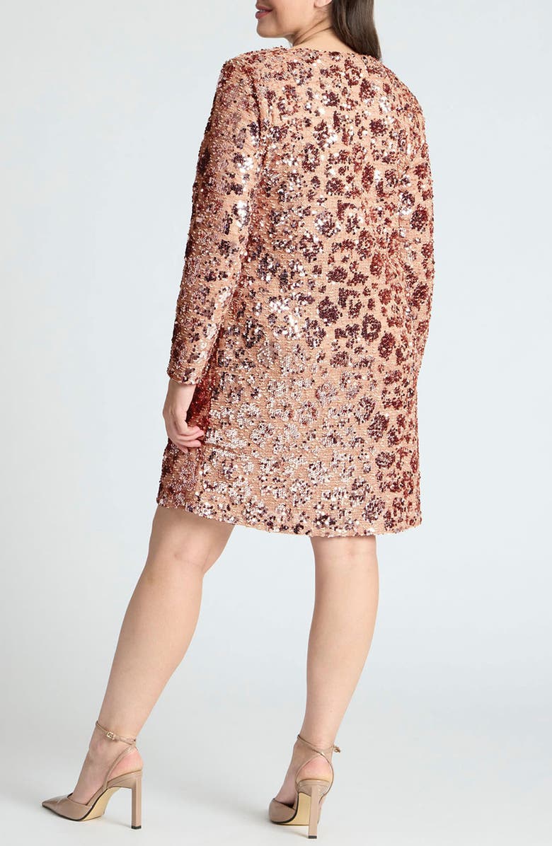 ELOQUII Sequin Embellished Long Sleeve Dress, Alternate, color,