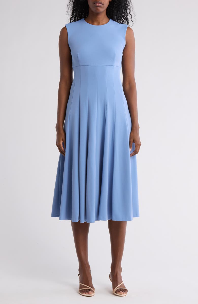 Calvin Klein Scuba Crepe Fit & Flare Dress, Main, color, Bayou