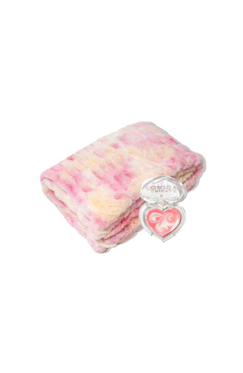Crickle Daisy Cotton Candy Snuggle Blanket & Lip Mask Set, Main, color, Light Pink, Yellow, White
