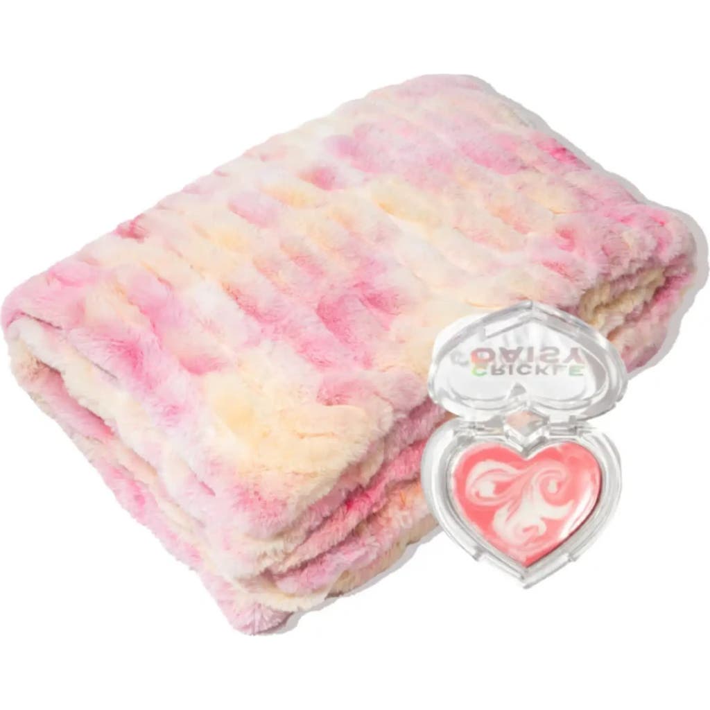 Crickle Daisy Cotton Candy Snuggle Blanket & Lip Mask Set in Light Pink, Yellow, White  product