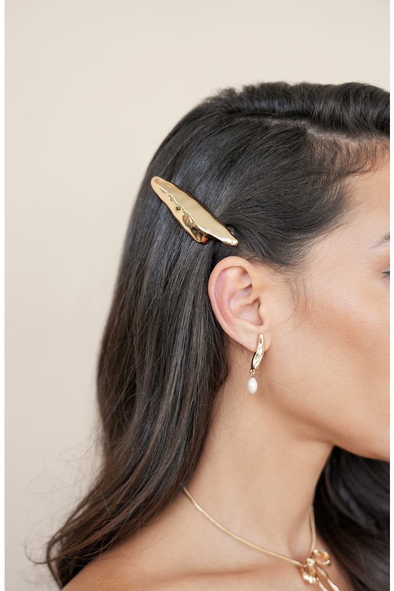 Modern Metal Barrette, Alternate, color, GOLD
