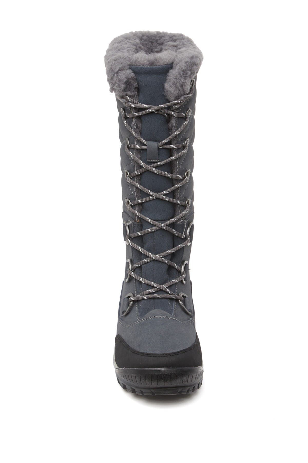 BEARPAW Isabella Genuine Sheepskin Lined Lace-Up Boot, Alternate, color, Charcoal