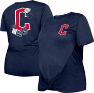 New Era Women's New Era Navy Cleveland Guardians Plus Size Two-Hit Front Knot T-Shirt