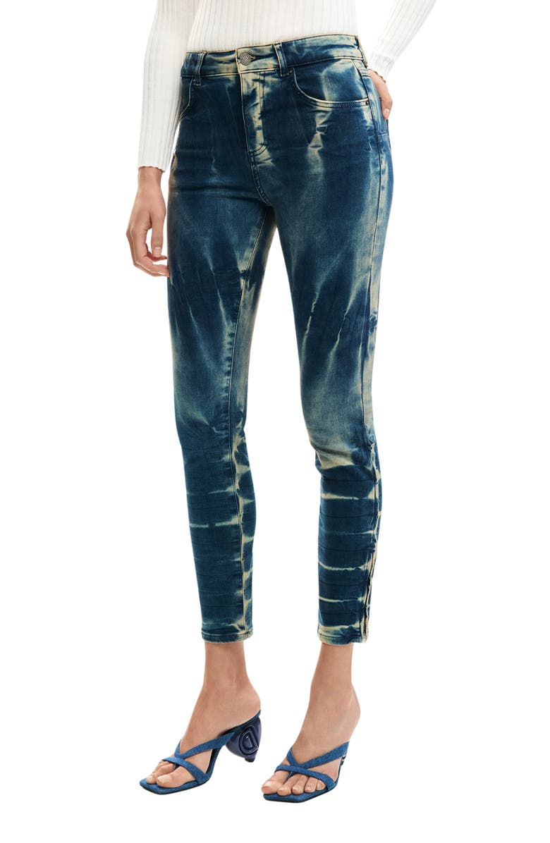 Desigual Low Rise Tie-Dye Skinny Jeans, Alternate, color, Blue