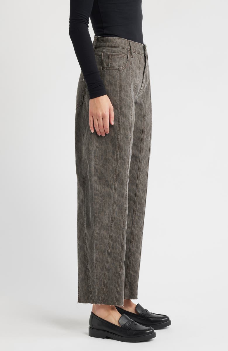 HIDDEN JEANS Seamed Cheetah Print Barrel Leg Jeans, Alternate, color, Brown