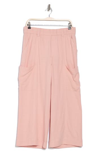 Democracy Pull-on Crop Wide Leg Pants In Rose Bloom