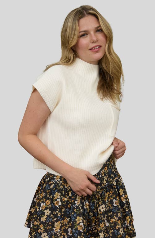 Blu Pepper Short Sleeve Mock Neck Sweater In Neutral