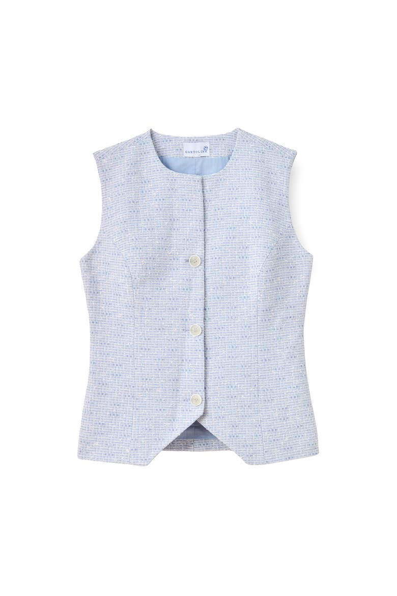 Freja Tweed Vest, Main, color, Blue Mist