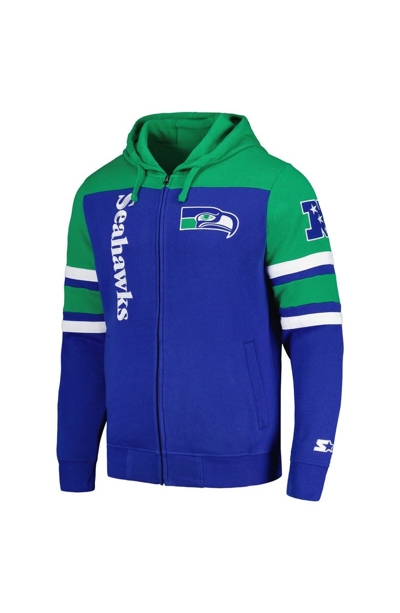 STARTER Men's Starter  Royal/Green Seattle Seahawks Extreme Full-Zip Hoodie, Alternate, color, 