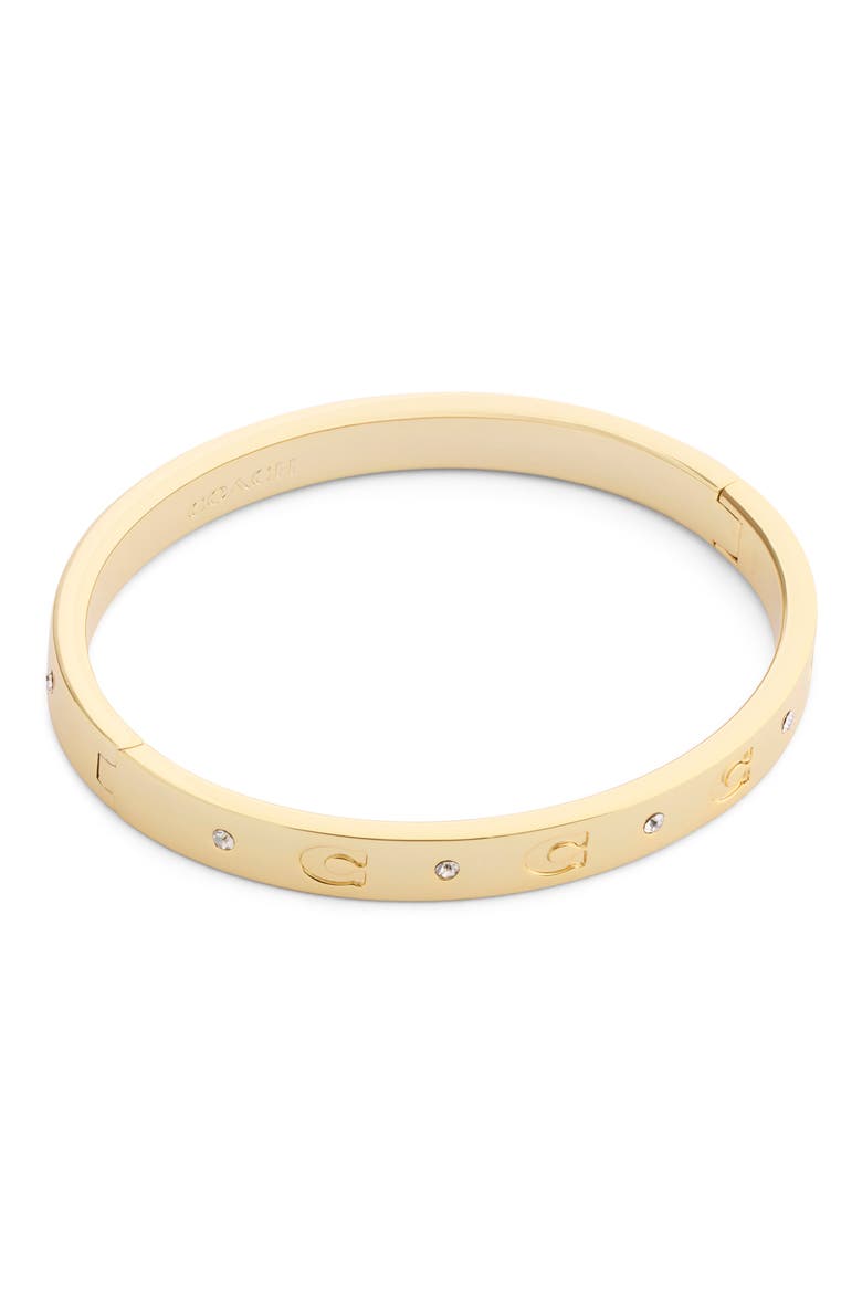 Signature C Hinged Bangle, Main, color, GOLD