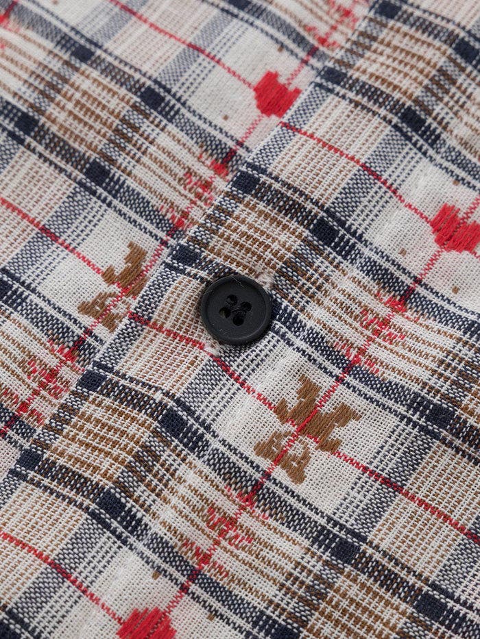 AELFRIC EDEN Crochet Heart Pocket Plaid Shirt | Nordstrom