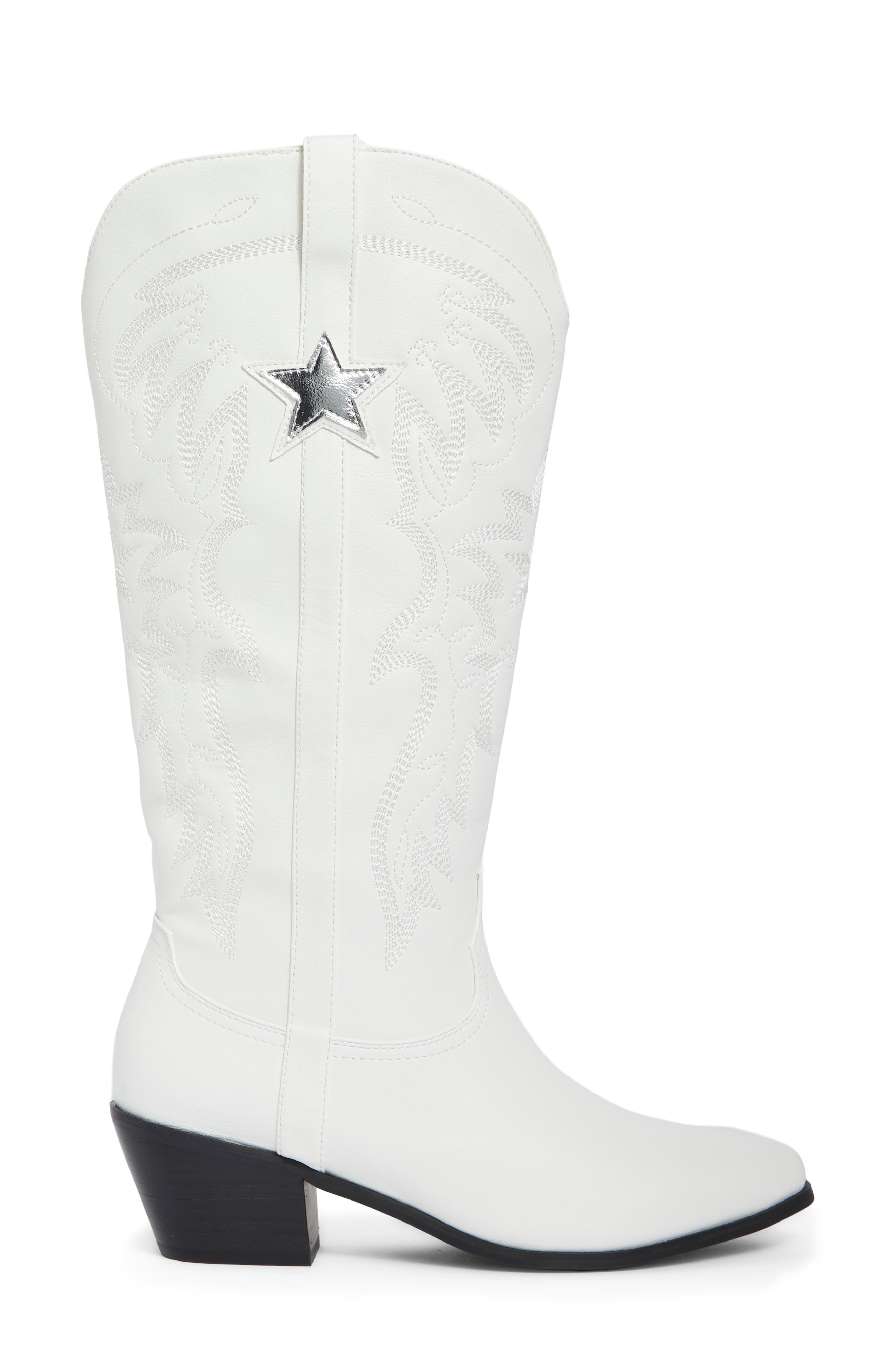 Ubelle Faux Leather Western Boot, Alternate, color, WHITE/ SILVER METALLIC