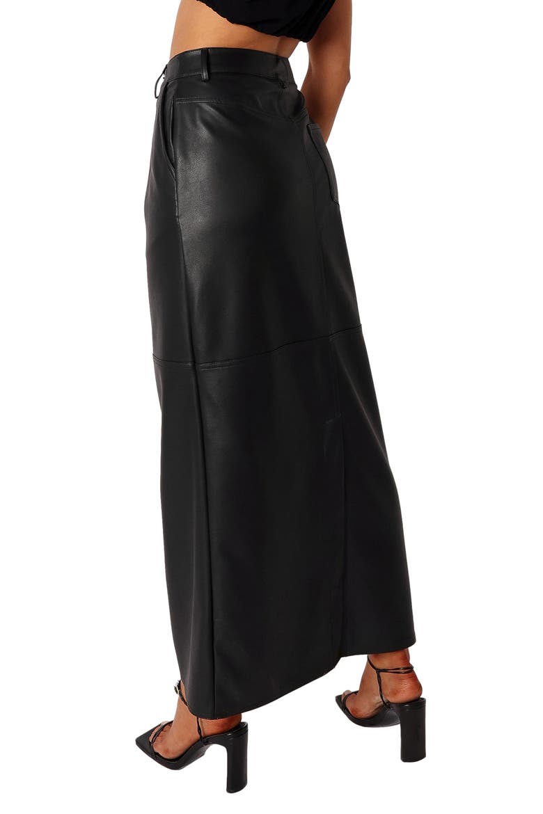 Jade Faux Leather Column Skirt, Alternate, color, BLACK