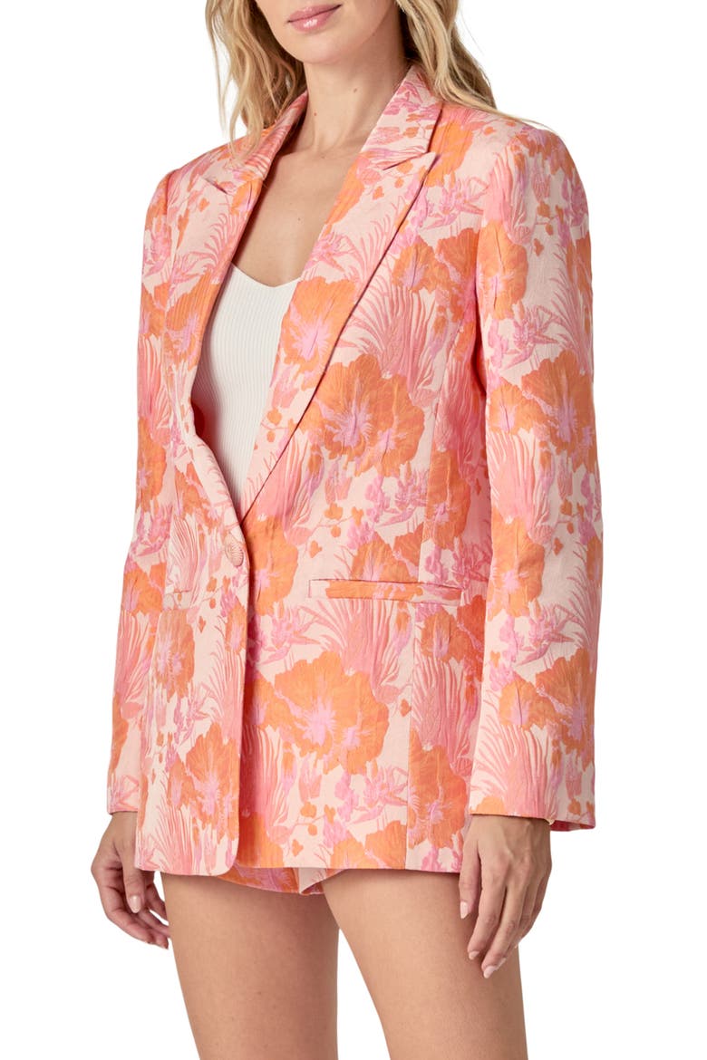 Floral Jacquard Blazer, Alternate, color, PINK MULTI