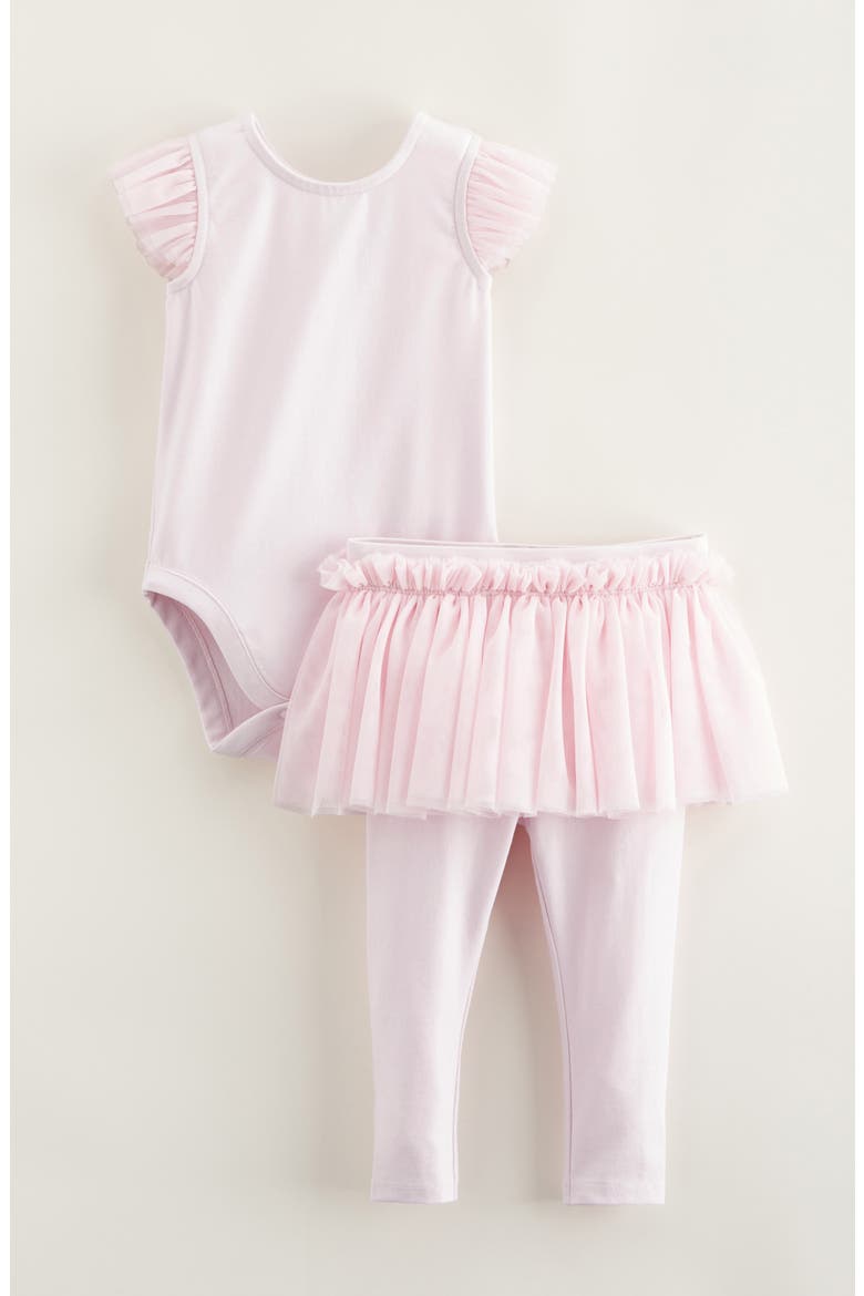Sweet Ballerina Ruffle Bodysuit & Skirted Leggings Set, Main, color, PURPLE LIGHT