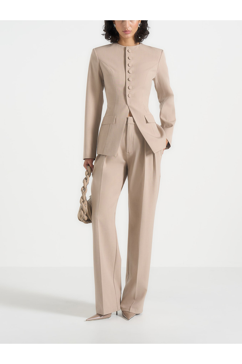 Harper Tailored Cinch Blazer With Detachable Collar, Alternate, color, Taupe