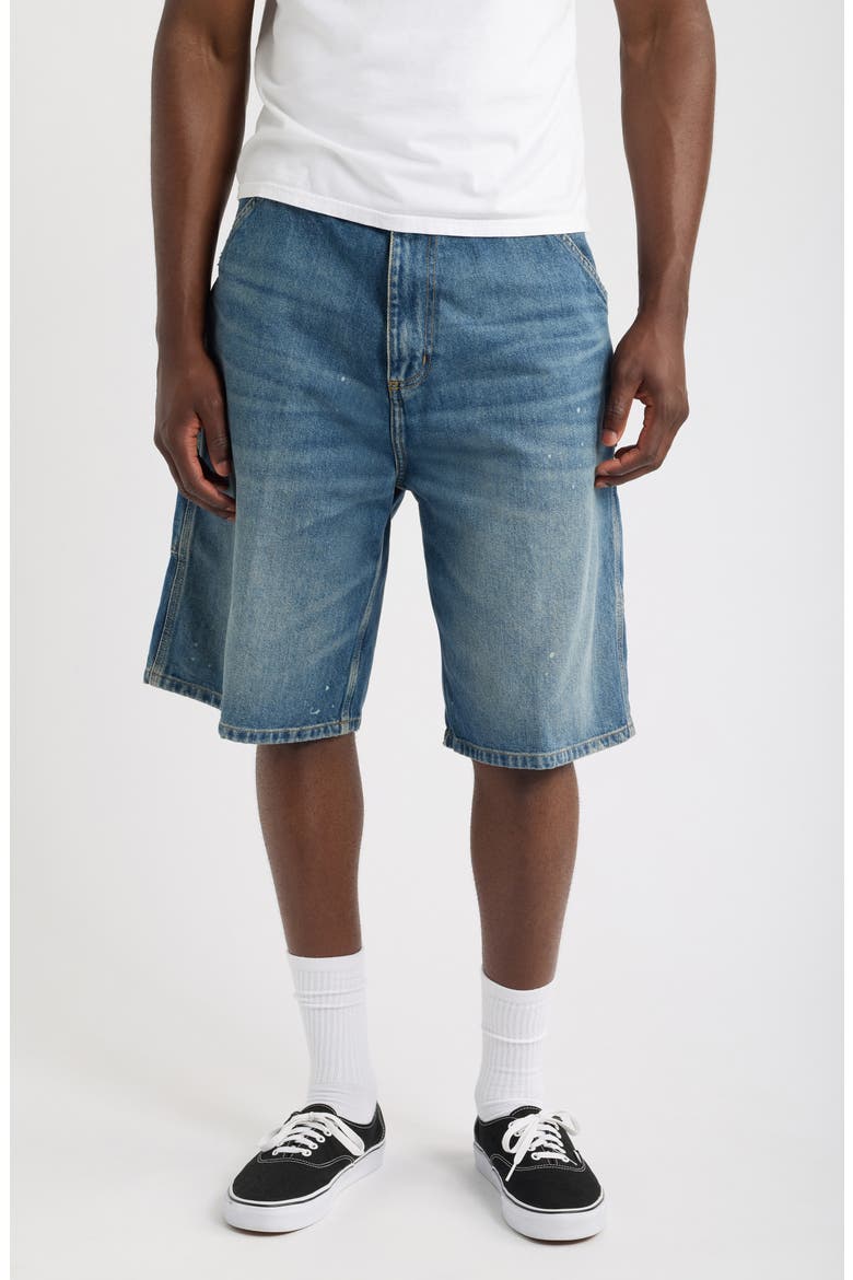 OG Single Knee Shorts, Main, color, BLUE (DESTROY WASH, SPLATTER)
