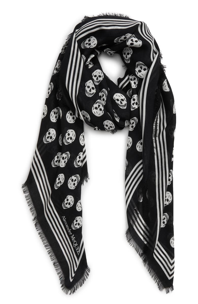 McQueen Alexander McQueen Skull Print Modal Scarf, Alternate, color, 