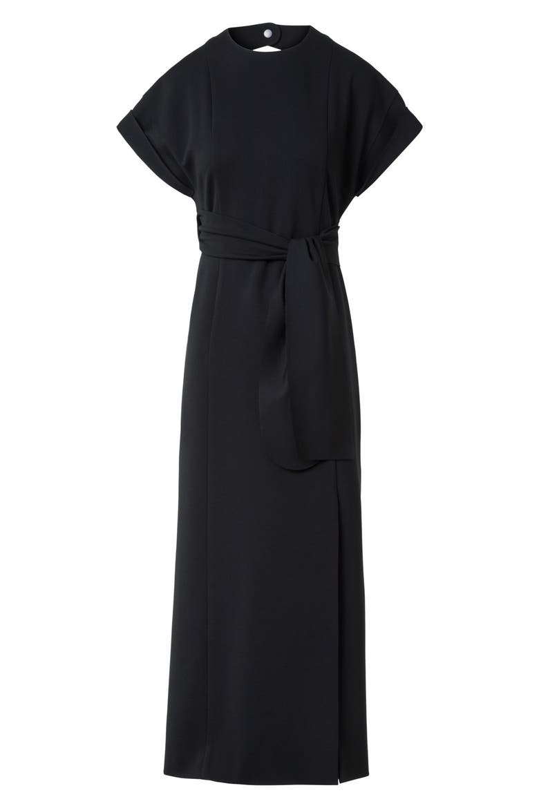 Dot Cutout Back Dolman Sleeve Midi Dress, Alternate, color, BLACK