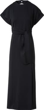 Akris punto Dot Cutout Back Dolman Sleeve Midi Dress