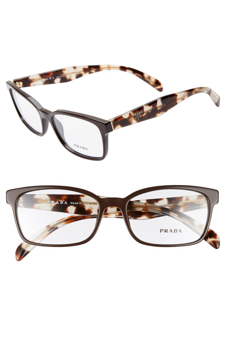 Prada 53mm Square Optical Glasses, Main, color,