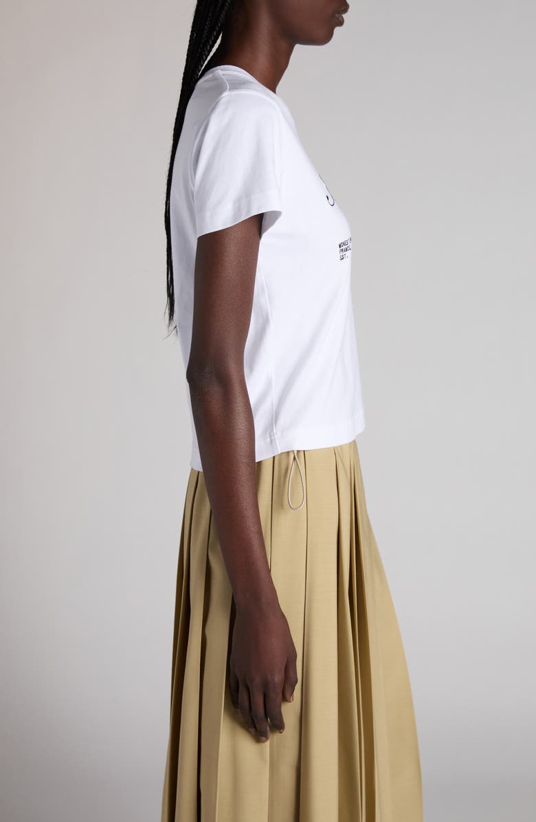 Moncler Logo Crop Cotton T-Shirt, Alternate, color, Brilliant White