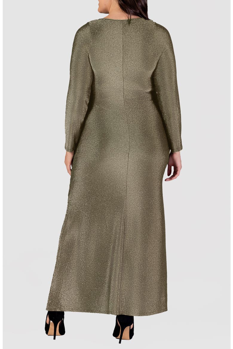 Shimmer Knit Long Sleeve Maxi Dress, Alternate, color, GOLD