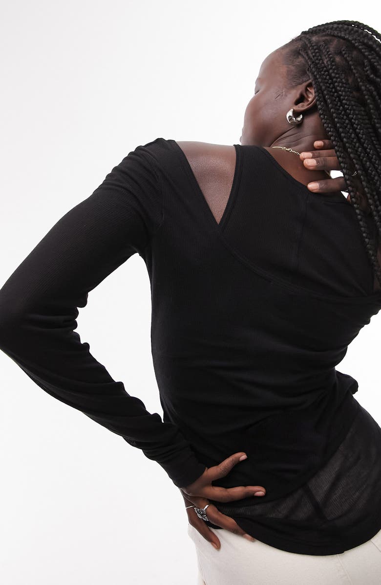 Topshop Double Layer Long Sleeve Top, Alternate, color,