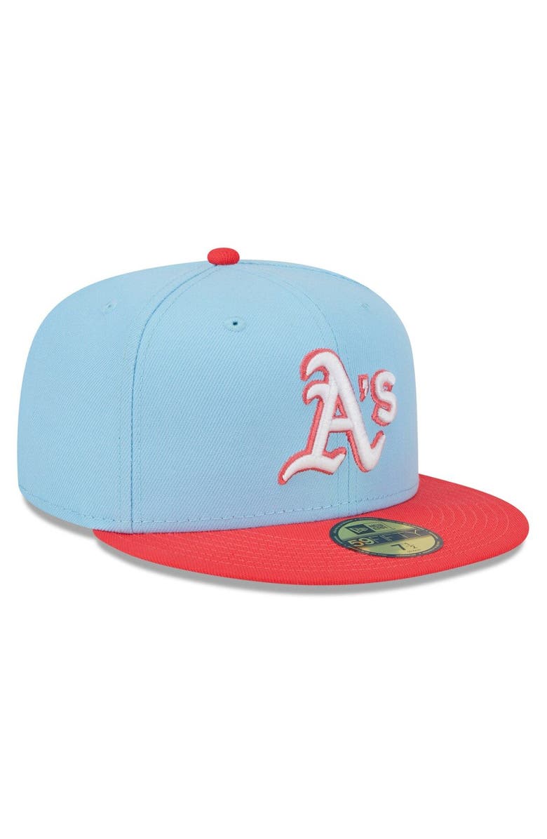 New Era Men's New Era Light Blue/Red Oakland Athletics Spring Color Two-Tone 59FIFTY Fitted Hat, Alternate, color, 