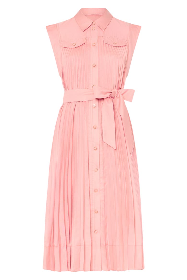 Johanna Pleat Twill Midi Shirtdress, Alternate, color, BLUSH
